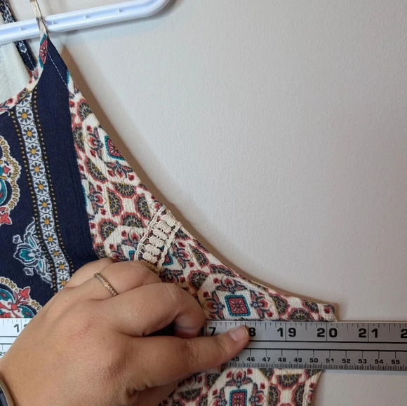Hint of Mint Boho Navy, Red & Beige Patterned Sleeveless Shift Dress Women XL - Picture 10 of 10